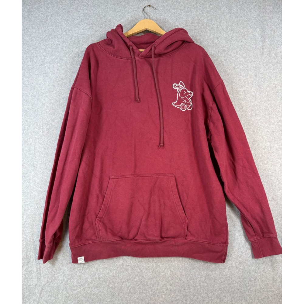 Pokemon Center 2XL Hoodie Fuecoco Hot Cocoa Cotton Graphic Maroon Pullover